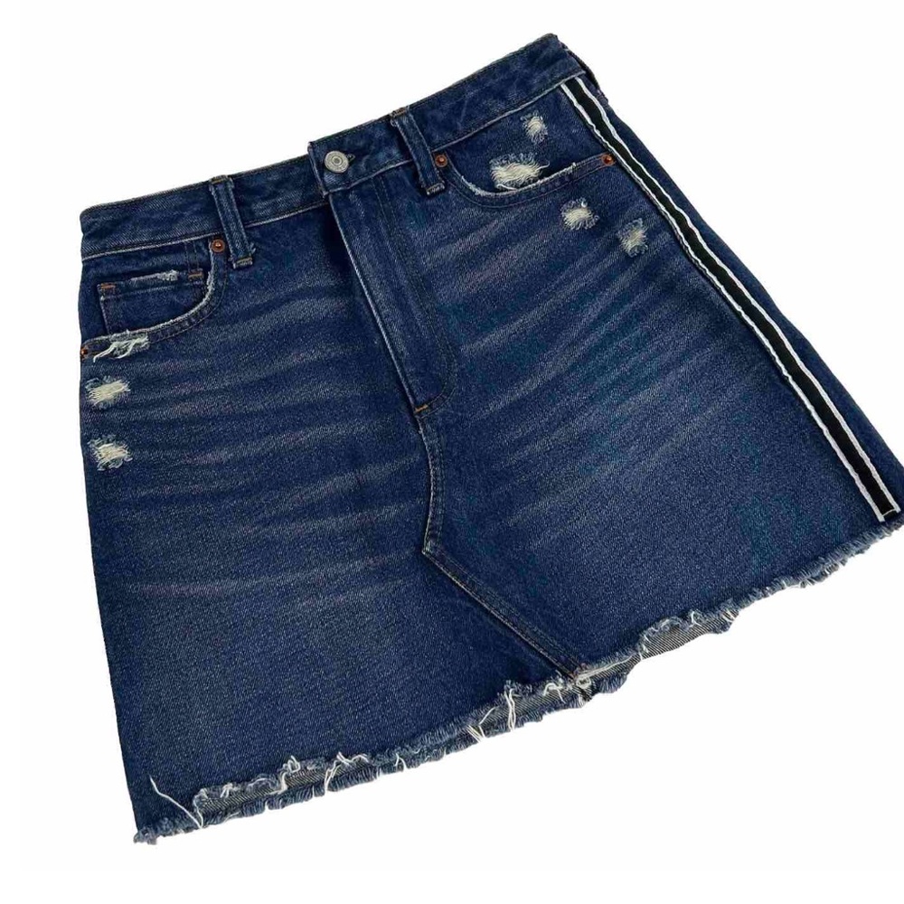 Abercrombie & Fitch Zoe Natural Rise Vintage A-Line Denim Skirt Stripe Size 27 4